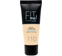 Maybelline New York, Base de Maquillaje que Calca a tu Tono Fit me! Mate y Afinaporos, Color: 110 Porcelain