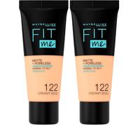 Maybelline New-York - Fond de Teint Fluide Fit Me Matte & Poreless - Peaux normales à grasses - teinte : 122 Beige - 30 ml (Paquete de 2)