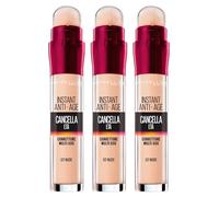 Maybelline New York Instant Anti-Age - Corrector multiusos de color 02 desnuda iluminador con aplicador de esponja - 3 cosméticos