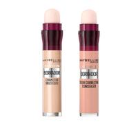 Maybelline New York Kit Borrador Corrector Multiusos, 01 Light + Pink | Cobertura Modulable, Acabado Uniforme, Hidratación Hasta 12H, Para Ojeras e Imperfecciones, Aplicador Esponja