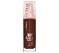 Maybelline New York Lifter Plump & Glow - Base de maquillaje (385, 30 ml) | 2% niacinamida y ácido hialurónico, Fórmula 90% cuidado, cobertura modular, textura ligera, 18 tonos