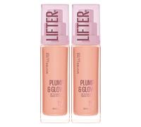 Maybelline New York Lifter Plump & Glow Foundation - Base hidratante y rellena con acabado natural para todo tipo de pieles, SPF 15, color 117, ácido hialurónico y niacinamida, 2 botellas de 30 ml