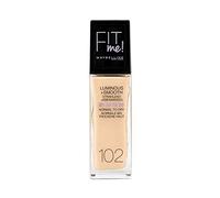 Maybelline New York Make Up, Fit Me! Base de maquillaje con SPF18, para pieles impecables, todos los tipos de piel, nº 102 Fair Ivory, 30 ml