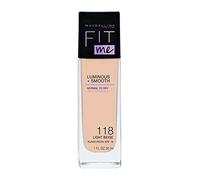 Maybelline New York Make Up, Fit Me! Foundation mit LSF18, Für makellose Haut, Alle Hauttypen, Nr. 118 Light Beige, 30 ml