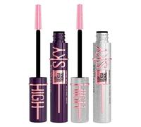 Maybelline New York Mascara de Pestañas Sky High Lash Sensational Color Cherry + Space Diamond Volumen y Longitud Look Intenso Cepillo Flexible sin Grumos - Set de 2
