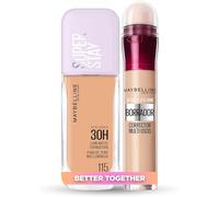 Maybelline New York Pack Base de Maquillaje Lumi Matte, Tono 115 + Maybelline New York Corrector de Ojeras, Bolsas e Imperfecciones,Tono: 01 Light, 6.8 ml
