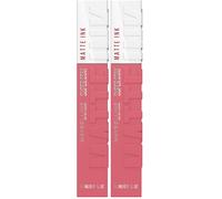 Maybelline New York, Superstay Matte Ink, Pintalabios Mate De Larga Duración, Fucsia Claro, 180 Revolutionary, Vanilla (Paquete de 2)