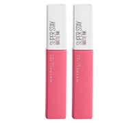 Maybelline New York SuperStay Matte Ink - Pintura de labios opaca, resultado uniforme con aplicador de punta, color 125 Inspirer, larga duración, 16 h, 2 barras de labios