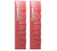 Maybelline New York SuperStay Vinyl Ink Tinte de Labios Color 35 Cheeky Brillante y Luminoso Efecto Vinilo que Dura Hasta 16h Fórmula Sin Transferencia - 2 Barras de Labios