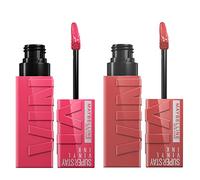 Maybelline New York SuperStay Vinyl Ink Tinte de Labios Color Brillante 35 Cheeky + SuperStay Vinyl Ink Finish Luminous Color 20 Coy - 2 Barras de Labios con Aplicador de Precisión