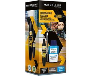 Maybelline New York The Colossal Set Colossal 36H Black Mascara, Gel Liner Tattoo Liner Pencil Grayish Black, desmaquillante de ojos, resistente al agua, 3 piezas