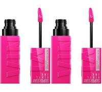 Maybelline Pintalabios líquido de Nueva York con 16 horas de duración y acabado brillante, tinta de vinilo Super Stay, n.º 150 Striking, 4,2 ml (Paquete de 2)