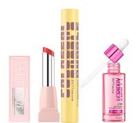 Maybelline Viral Favourites Make Up Bundle with Grippy Primer, Colossal Mascara and Lifter Glaze Lip Balm (Various Shades) - Peach Quench