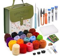 Mayboos Kit de fieltro de aguja, juego de 20 colores, kit de fieltro de lana con caja de almacenamiento portátil para manualidades, decoración del hogar, regalo (bolsa verde)