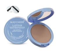 Maycheer Face Powder, Setting Lasting Waterproof Oil Absorbing Pressed Powder Compact for Face (08 GRAYISH BROWN)