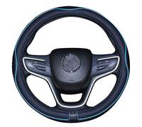 Mayco Bell 2019 Nueva Cubierta de Volante de Cuero Negro de Microfibra para F-150 Tundra Range Rover (Negro Azul, 39-40.25cm)
