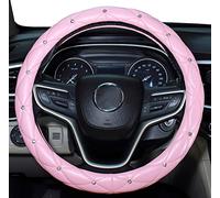 Mayco Bell Diamond Cubierta del Volante para Las Mujeres, Bling de Cuero Cubierta Linda del Volante del Coche Universal de 15 Pulgadas con Diamante de Cristal (Rosa)
