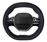 Mayco Bell Funda de cuero de microfibra para volante compatible con Peugeot 3008 4008 5008 2016-2019 508 208 2019 e-208 (línea negro/azul)