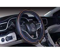 Mayco Bell Funda para Volante de Gran tamaño Antideslizante, Segura, Suave, Transpirable, Duradera, Envolvente Completa, Piel de Microfibra de Agarre cómodo (15.5-16 Pulgadas, Negro Naranja)