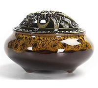 Mayco Bell Quemador de incienso de cerámica con diseño de dragón para decoración del hogar, quemador de incienso de reflujo de humo creativo (amarillo)