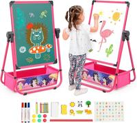 Maycoly Caballetes para Niños 3 en 1,Pizarra Caballete Infantil de Doble Cara con Altura Ajustable & Giratoria 360°,Caballete Pinturas y Cestas de Almacenamiento para niños y niñas
