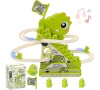 Maycoly Escalera Tobogan Pista Juguete Dinosaurio,Dino Climbing Slide Toy with Lights and Music,Cars Race Track Toys,Juguete Educativo Apto para Niños y Niñas a Partir de 3 Años