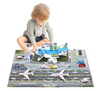 Maycoly Juguete de Avión de Transporte，Un Total de 15 Medios de Transporte con Señales de Tráfico y Alfombras de Juego，Juguete de Avión Para Niños con Helicóptero，Juguete de Coche Niños 3+ niños niñas