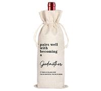 Maydvdv Bolsa de regalo de vino para madrina, bolsa de vino para padrino, combina bien con convertirse en madrina, padrino, madrina, bautizo, tía, tío (11MA13)