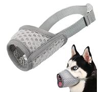 Mayerzon Bozal de Malla Suave para Cachorros, Perros pequeños, medianos y Grandes, Chihuahua, caniche, Beagle, teckel, Corgi, Labrador, para morder, Masticar, Aseo, Deja Beber jadeando, L, Gris
