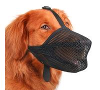 Mayerzon - Bozal para Perro, bozal Patentado de Malla Suave para Perros pequeños, medianos y Grandes, bozal Ajustables para escarbar, morder y lamer, Permite jadear y Beber, Talla S, Negro