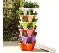 MAYFABD Maceta Apilable De 3 Niveles Maceta Vertical De JardíN Macetas Apilables para Hierbas Fresas Flores para Balcón Jardín Interior Exterior Maceta de Plástico Fresa,B,3Pcs