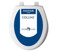 Mayfair 8100SL 000 Collins Asiento de inodoro de cierre lento que nunca se afloja, con parachoques de súper agarre, redondo, plástico sólido de larga duración, color blanco