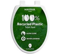 Mayfair Greenleaf - Asiento de inodoro moderno, hecho de plástico reciclado, cierre lento, fácil de limpiar, alargado, color blanco