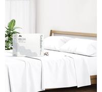 Mayfair Linen Hotel Collection - Juego de sábanas de algodón Egipcio de 500 Hilos, 4 Piezas, tamaño Queen, Color Blanco
