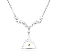 Mayfaith Collar de circonita con alas de ángel brillante, a juego con colgante de semilla de mostaza de fe, collar ajustable para mujer, regalo para mejores amigas YA4836, ajustable, Acero inoxidable