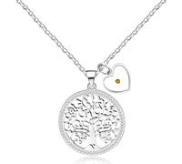 Mayfaith Delicado collar hueco de acero inoxidable con diseño de árbol de la vida, colgante de fe religiosa con semillas de mostaza, joyería de bendición de moda para hombres y mujeres, ajustable