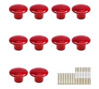 MayGreeny 10 Piezas Tiradores Armarios, Pomos y Tiradores de Muebles, Pomo de Armario Redondo, 32MM Cerámica Tirador Cajón, Para Puertas Armarios de Cocina, Con Tornillos de 4 Tamaños, Rojo