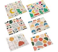 MayGreeny Juego de 6 manteles Individuales de algodón y Lino, manteles Infantiles, Lavables, Antideslizantes y fáciles de Limpiar, 42 x 32 cm Salvamanteles Individuales (Geometría)