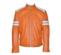 'Mayhem' para Hombre Naranja con diseño de Rayas con diseño de Estampado de el Club de Whites Motorista de Carreras con una Chaqueta de Cuero