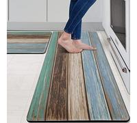 MAYHMYO Juego de 2 tapetes de Cocina y tapetes antifatiga, de PVC, Antideslizantes, Retro, rústico, Textura de Madera, para Suelo, baño, Escritorio, Pasillo, lavandería