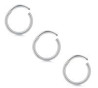 Mayhoop 18G = 1.0 mm Anillo Nariz Septum Acero quirúrgico Plata 8 mm Segmento clicker Anillos Nariz Clicker Anillo Nariz Labio Cartílago Oreja Joyería de Piercing 3 Piezas
