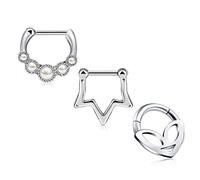 Mayhoop - Aro de 16 G para septum Clicker para nariz, segmento con bisagras, hélice, tragus, cartílago, acero inoxidable, piercing para labios, joyería septum, 8 mm, para mujeres y hombres