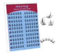 Mayhug Extensiones de pestañas, 120 unidades de pestañas individuales, racimos de rizos en D, ojo de gato aspecto natural (LunaHalo)