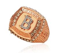 MayiaHey Anillo de Bitcoin, anillo de signo de Bitcoin para hombre, anillo de oro rosa con símbolo de Bitcoin, joyería de Bitcoin, anillo de dinero de Bitcoin, anillo de banda de Bitcoin de hip hop