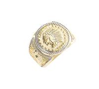 MayiaHey Anillo de cheif indio, anillo de oro de jefe indio nativo americano para hombre, anillo punk de cabeza de jefe indio, anillo de motociclista vintage tribal tribal, joyería de tótem indio