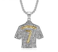 MayiaHey Colgante de camiseta de fútbol número 7, collar de plata con dije de fútbol