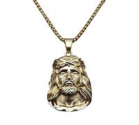 MayiaHey Jesús colgante, Jesús Halskette für Männer, Christus Jesús Kopf Halskette Jesús Religiöser Schmuck Katholische Jesús Charm Halskette Edelstahl Religiöse Jesús Anhänger Halskette für Jungen,