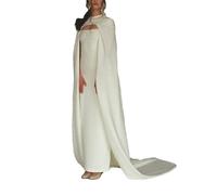 MAYILNSIN Capa de boda blanca de crepé largo con cola para damas de honor, fiesta, noche, fiesta, ligero, blanco, S