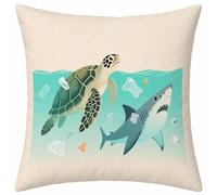 MAYINGOU Verde Salvia Fundas Cojines 55x55 Juego de 1, TiburóN Fundas Cojines 55x55cm, Suave Terciopelo Cuadrado Pillow Case con Cremallera Oculta, Cushion Covers para Decoracion Hogar Regalo 3-3183