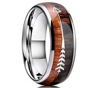 MAYIYAHO Anillo de Acero Inoxidable de los Hombres de 8 mm Koa Wood Inlaid Arrow Engagement Wedding Band Jewelry Gift para Hombres
